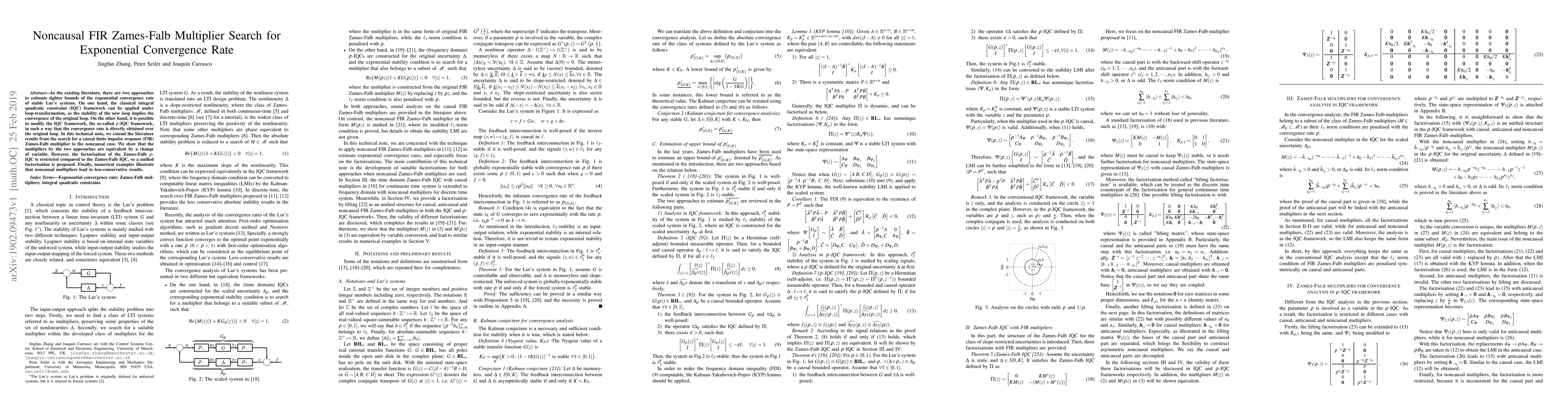 Thumbnail for Noncausal FIR Zames-Falb Multiplier Search for Exponential Convergence
  Rate