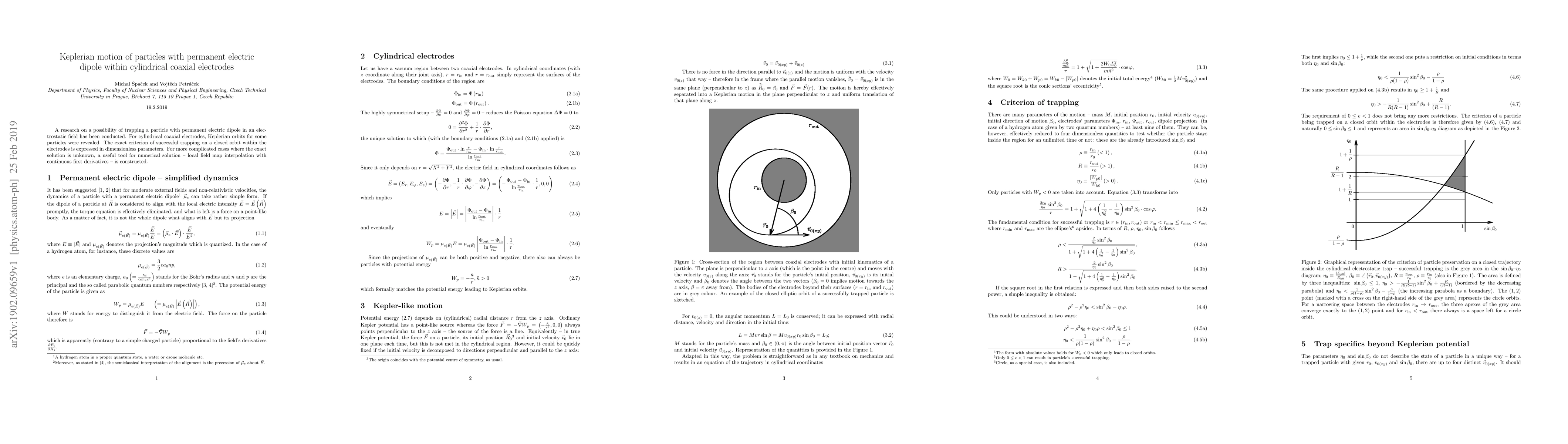 Thumbnail for Keplerian motion of particles with permanent electric dipole within
  cylindrical coaxial electrodes