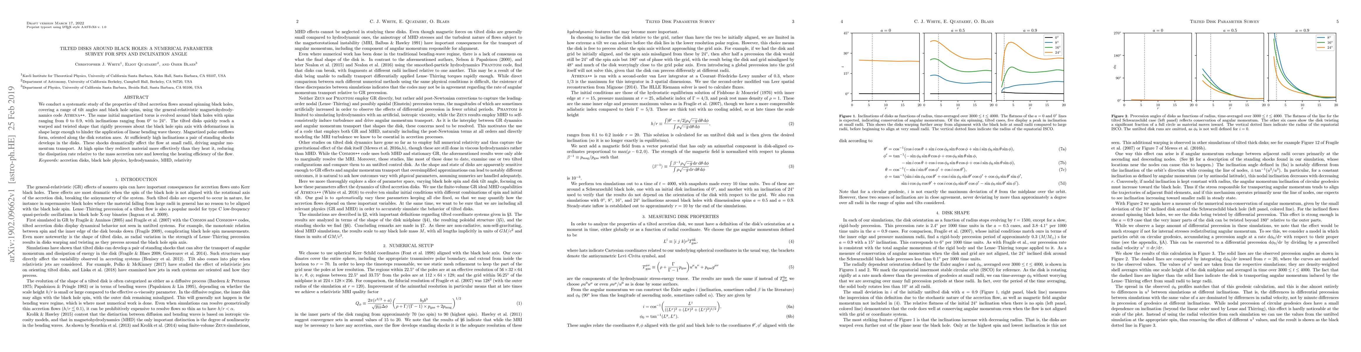Thumbnail for Tilted Disks around Black Holes: A Numerical Parameter Survey for Spin
  and Inclination Angle
