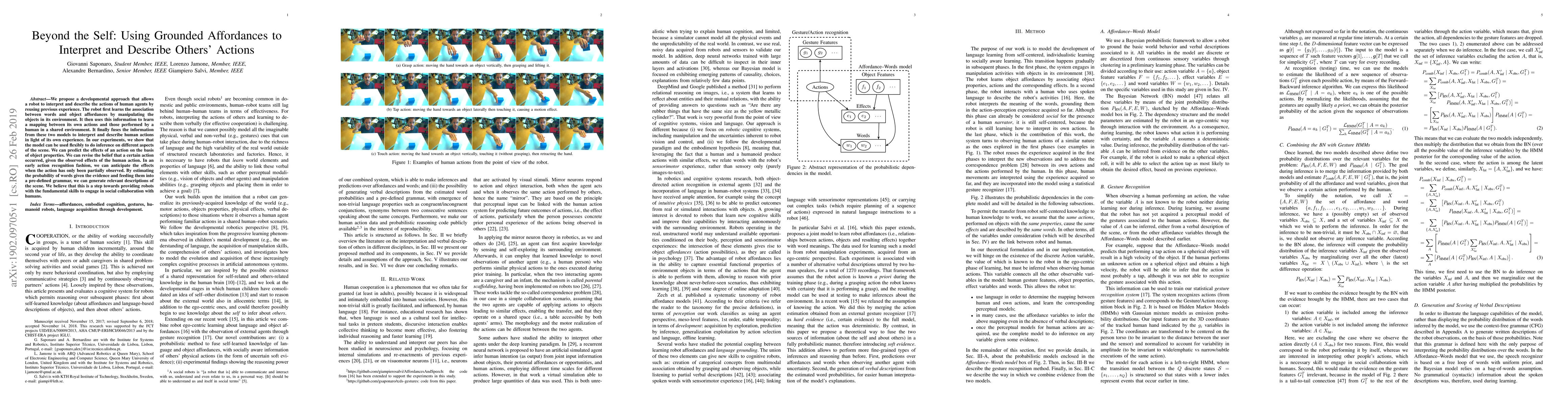 Thumbnail for Beyond the Self: Using Grounded Affordances to Interpret and Describe
  Others' Actions