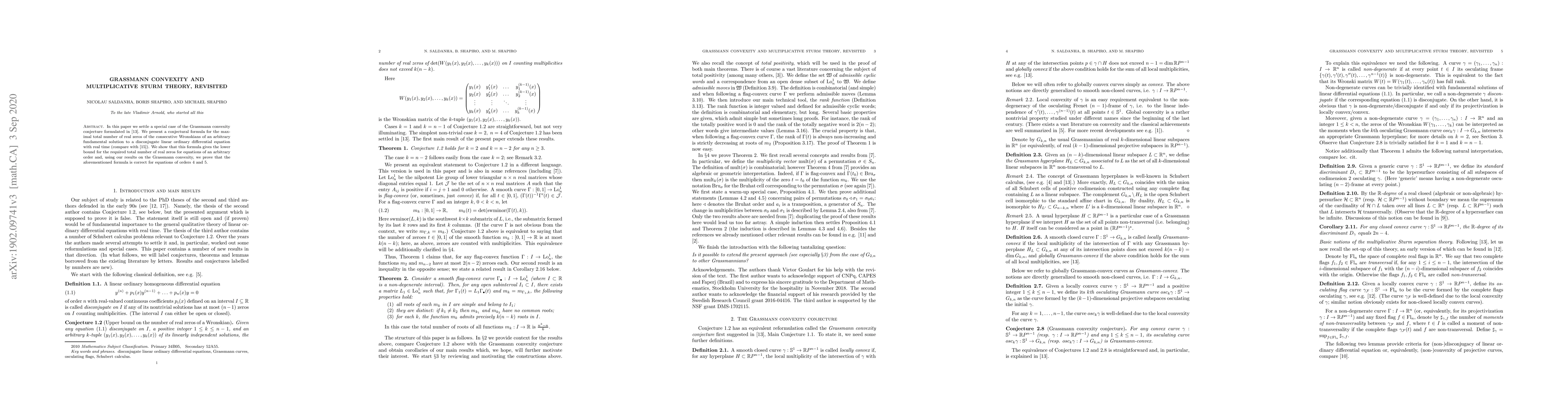 Thumbnail for Grassmann convexity and multiplicative Sturm theory, revisited