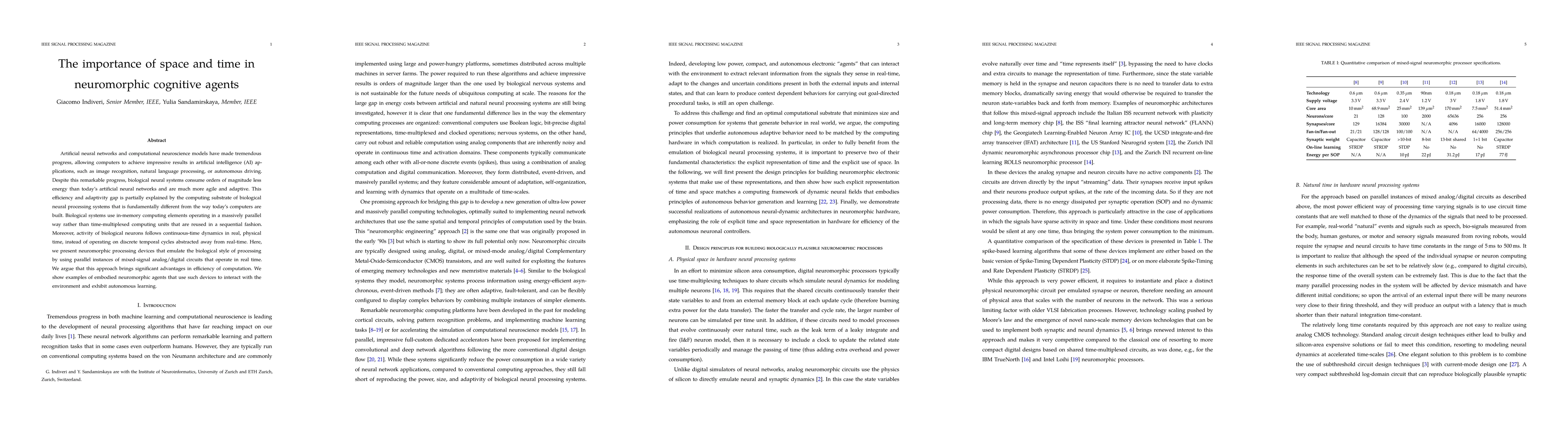 Thumbnail for The importance of space and time in neuromorphic cognitive agents