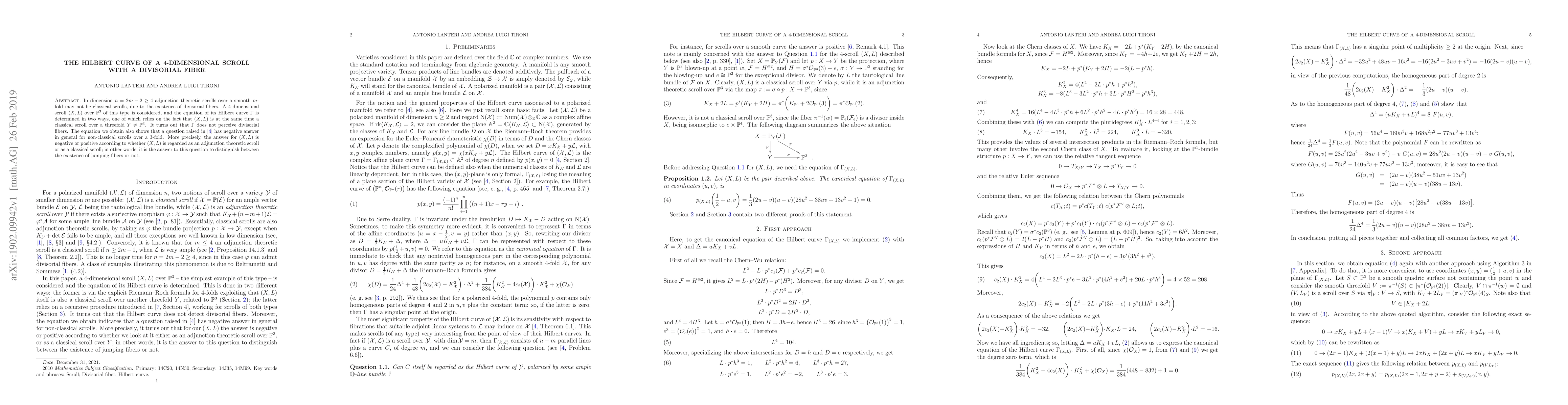 Thumbnail for The Hilbert curve of a 4-dimensional scroll with a divisorial fiber