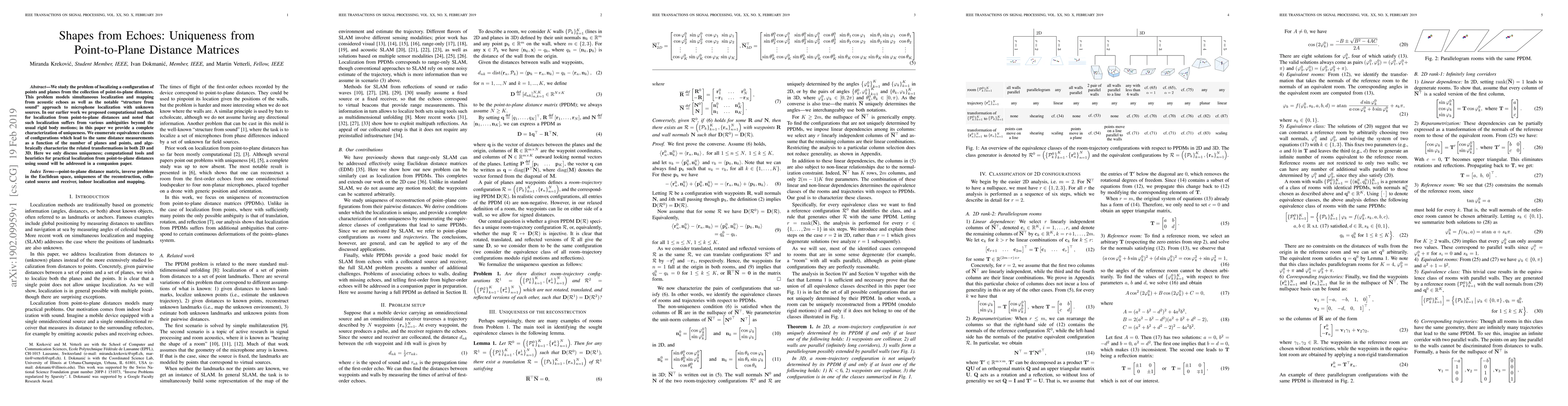 Thumbnail for Shapes from Echoes: Uniqueness from Point-to-Plane Distance Matrices