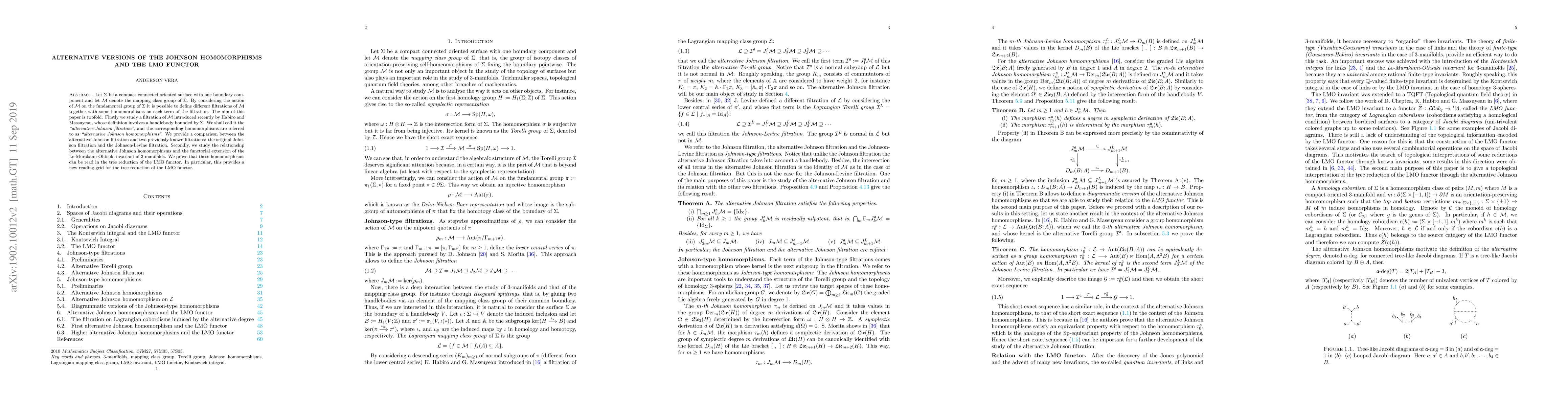 Thumbnail for Alternative versions of the Johnson homomorphisms and the LMO functor
