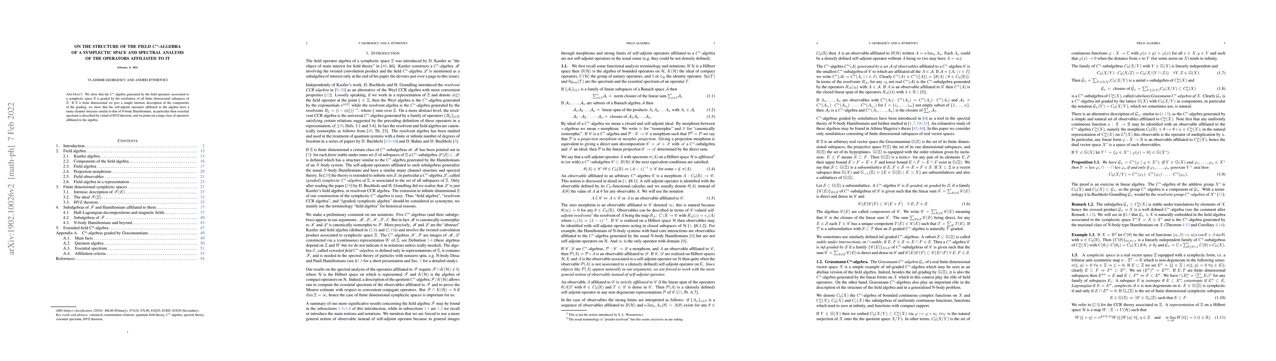 Thumbnail for On the structure of the $C^*$-algebra generated by the field operators
  and spectral analysis of the operators affiliated to it