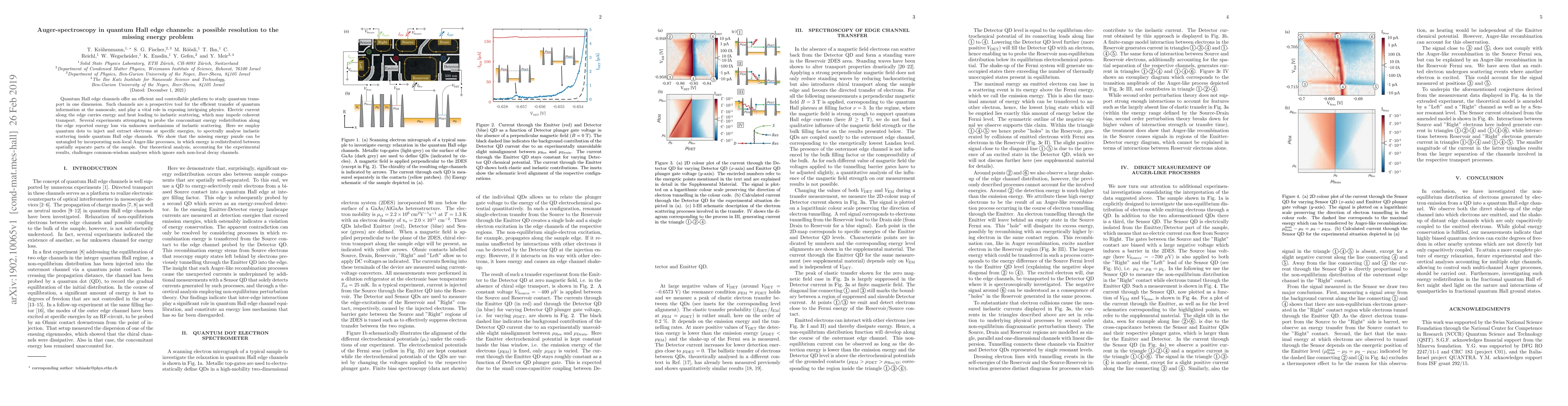 Thumbnail for Auger-spectroscopy in quantum Hall edge channels: a possible resolution
  to the missing energy problem