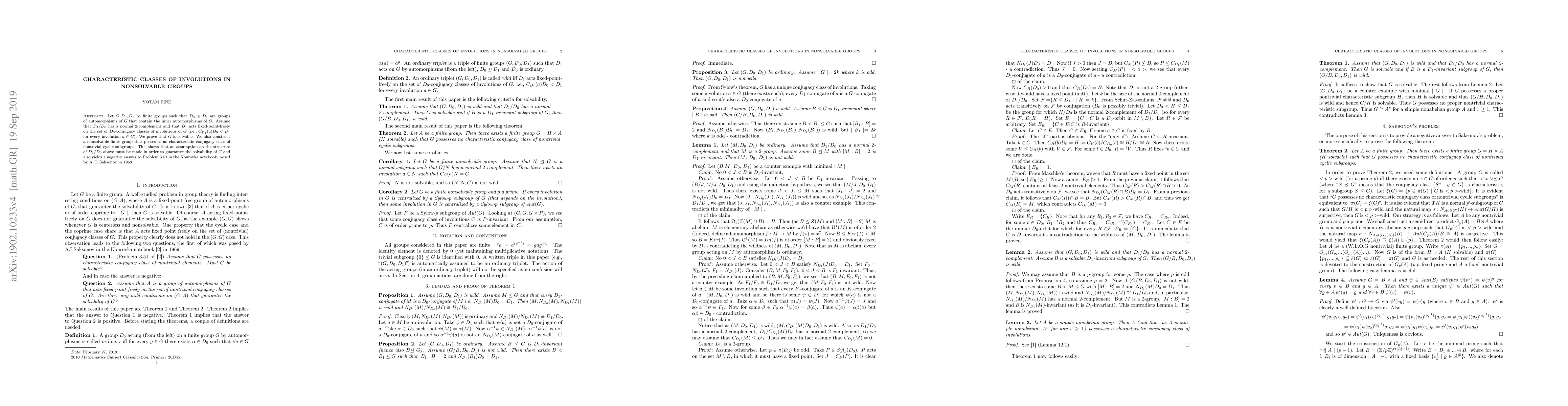 Thumbnail for Characteristic classes of involutions in nonsolvable groups