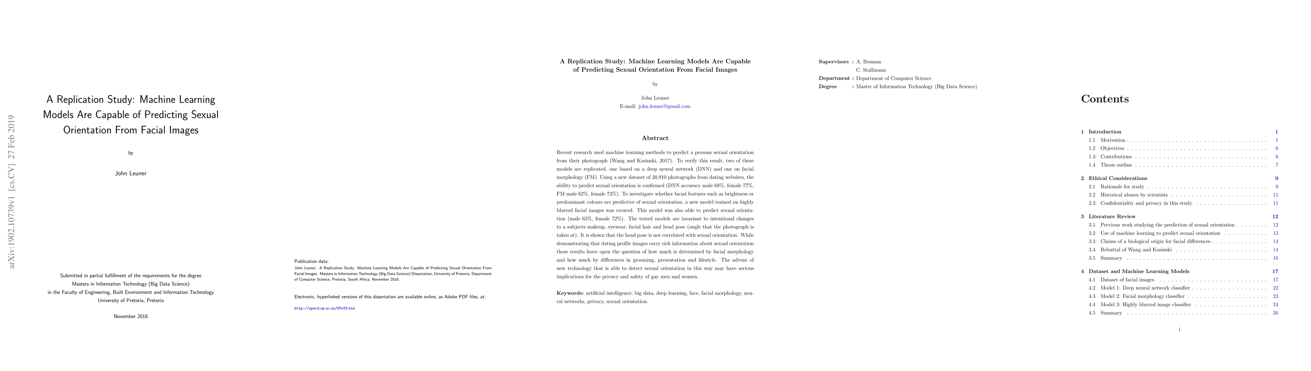Thumbnail for A Replication Study: Machine Learning Models Are Capable of Predicting
  Sexual Orientation From Facial Images