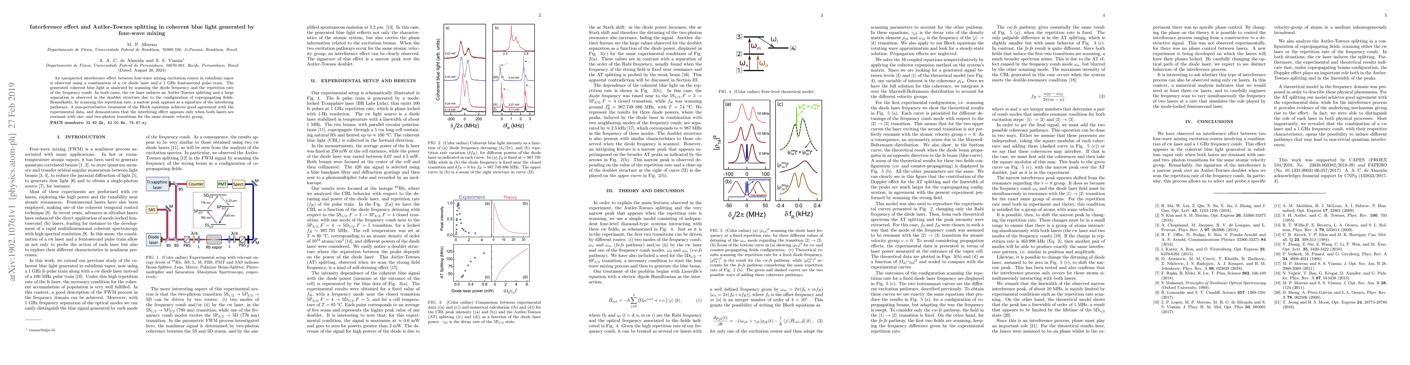 Thumbnail for Interference effect and Autler-Townes splitting in coherent blue light
  generated by four-wave mixing
