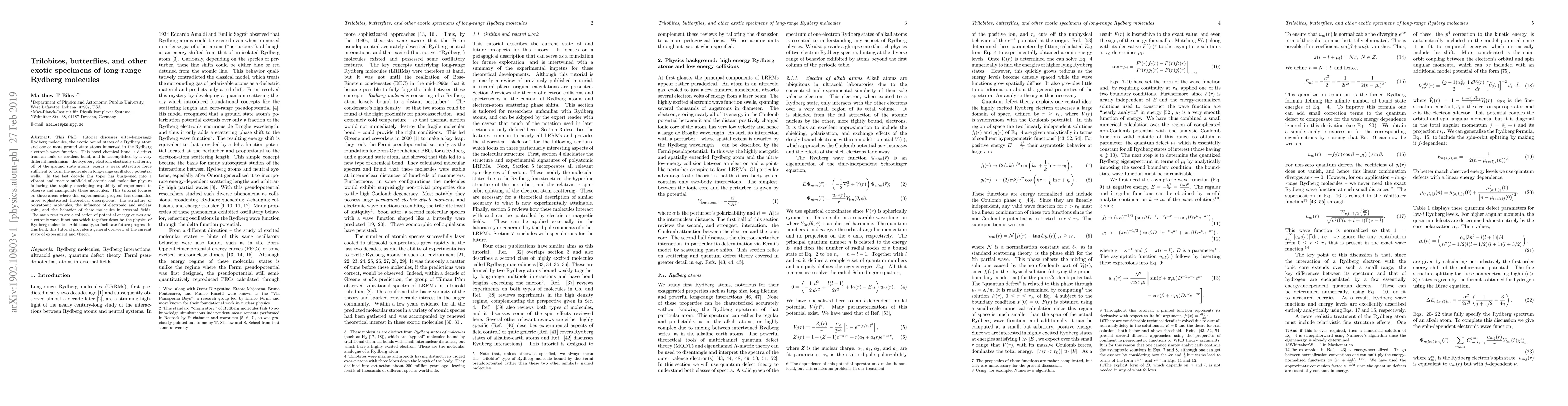 Thumbnail for Trilobites, butterflies, and other exotic specimens of long-range
  Rydberg molecules