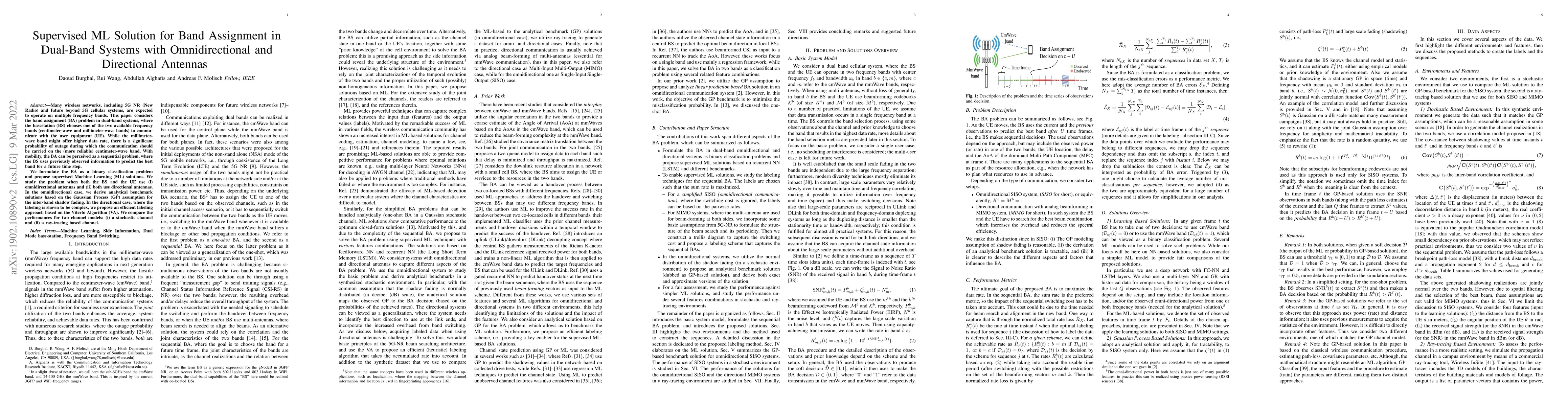 Thumbnail for Supervised ML Solution for Band Assignment in Dual-Band Systems with
  Omnidirectional and Directional Antennas