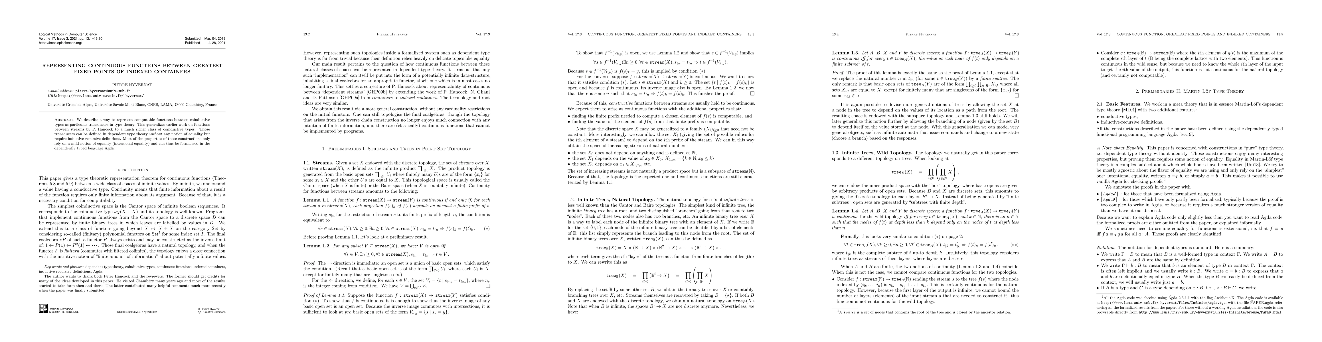 Thumbnail for Representing Continuous Functions between Greatest Fixed Points of
  Indexed Containers