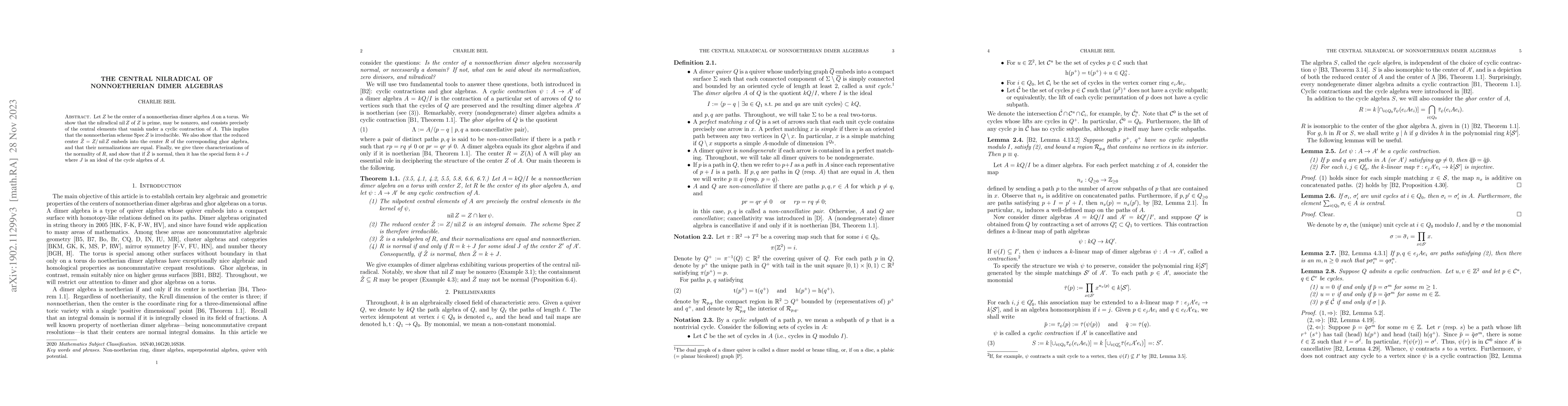 Thumbnail for The central nilradical of nonnoetherian dimer algebras