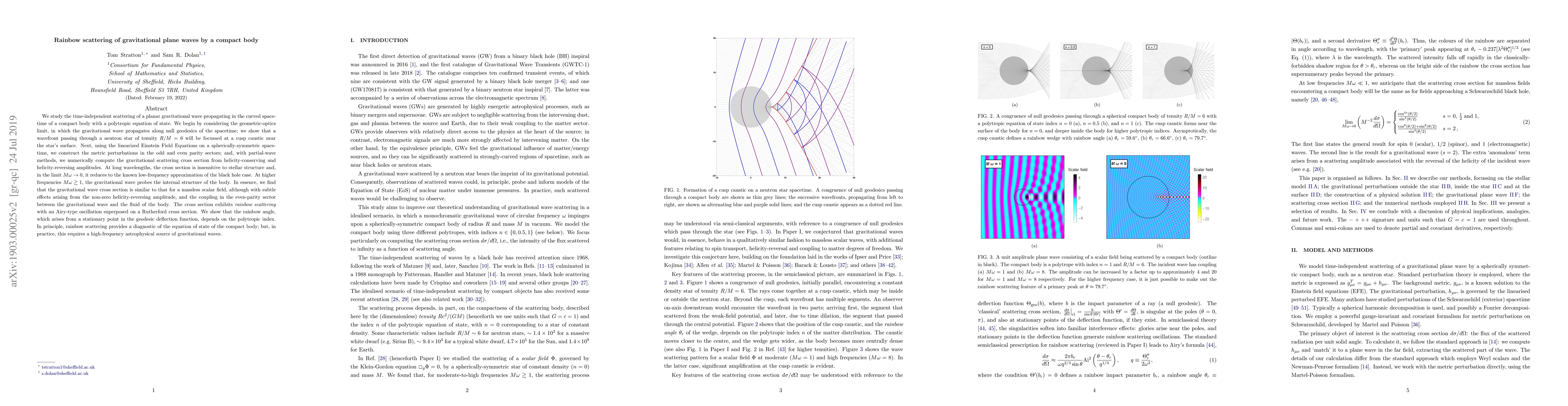 Thumbnail for Rainbow scattering of gravitational plane waves by a compact body
