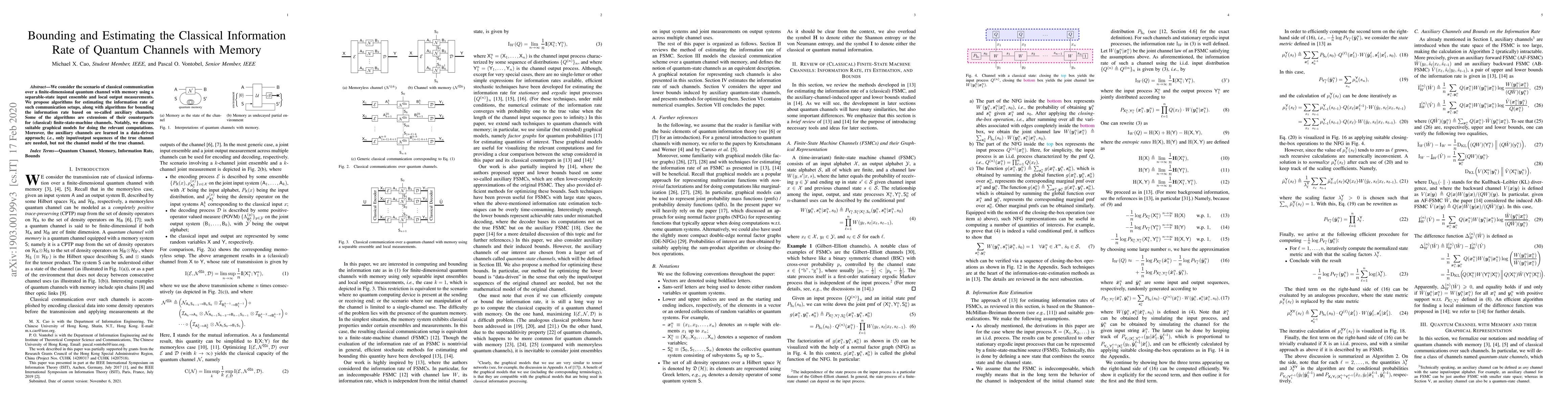 Thumbnail for Bounding and Estimating the Classical Information Rate of Quantum
  Channels with Memory