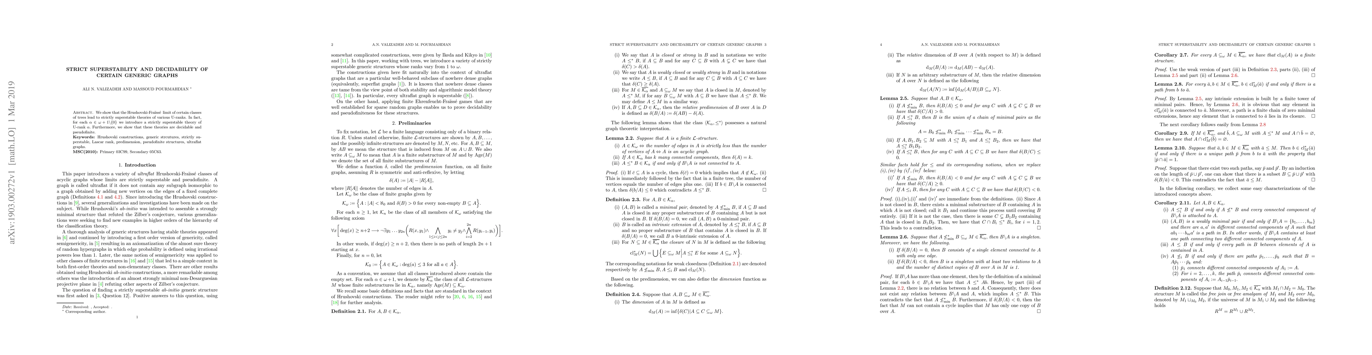 Thumbnail for Strict Superstablity and Decidability of Certain Generic Graphs