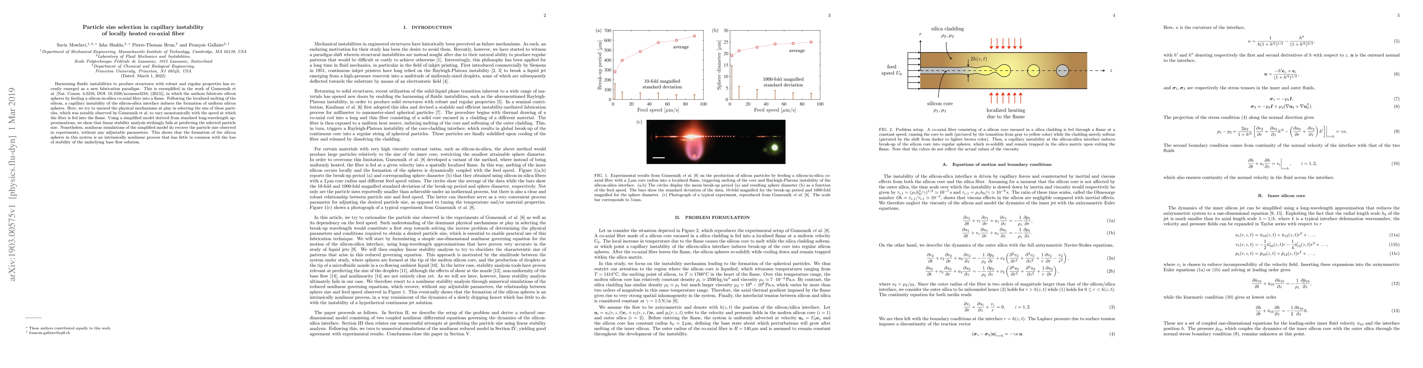 Thumbnail for Particle size selection in capillary instability of locally heated
  co-axial fiber