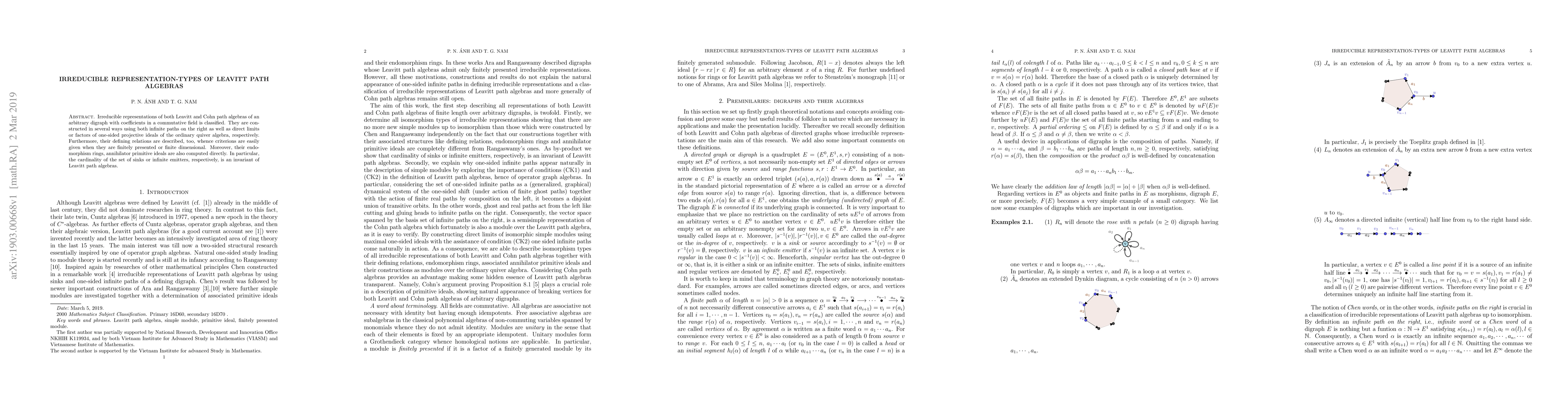 Thumbnail for Irreducible representation-types of Leavitt path algebras