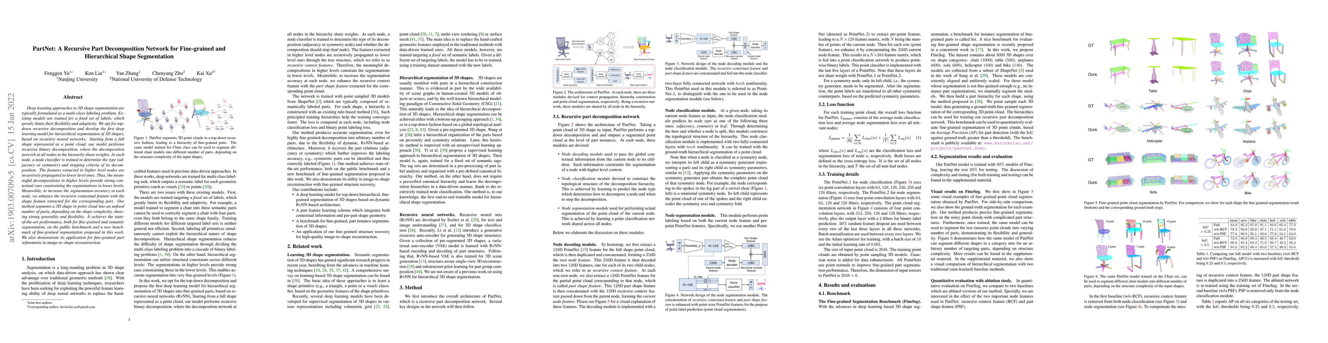 Thumbnail for PartNet: A Recursive Part Decomposition Network for Fine-grained and
  Hierarchical Shape Segmentation