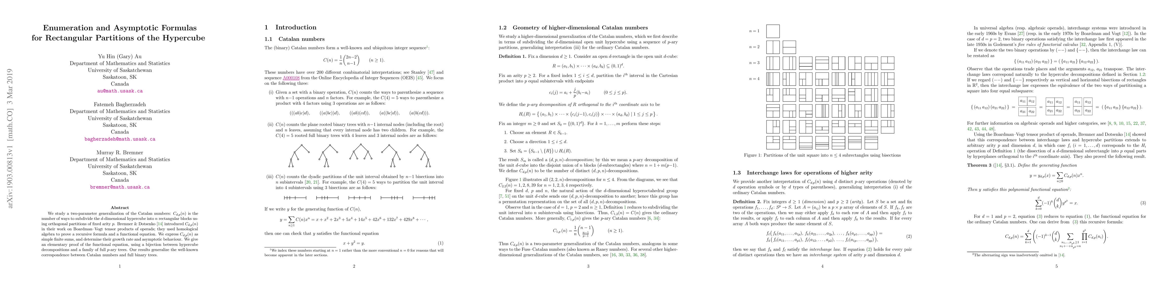 Thumbnail for Enumeration and Asymptotic Formulas for Rectangular Partitions of the
  Hypercube