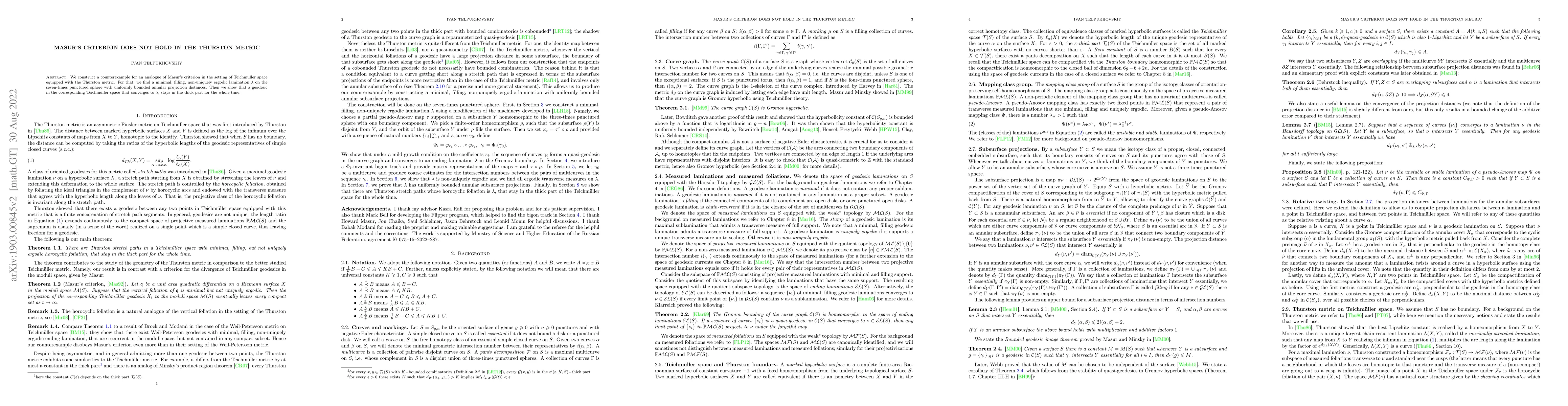 Thumbnail for Masur's criterion does not hold in the Thurston metric