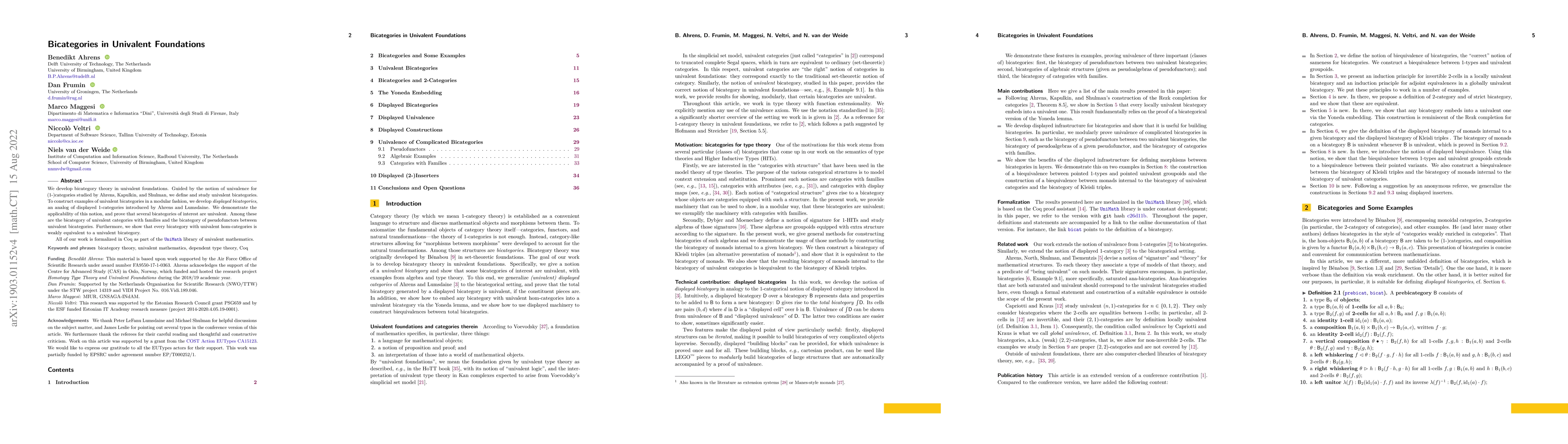 Thumbnail for Bicategories in Univalent Foundations