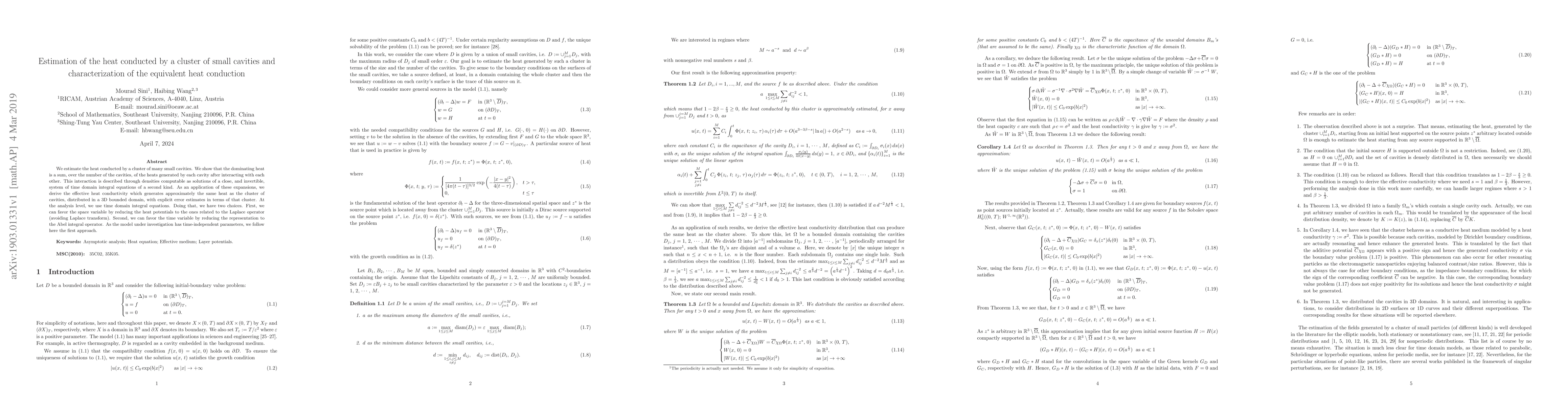 Thumbnail for Estimation of the heat conducted by a cluster of small cavities and
  characterization of the equivalent heat conduction