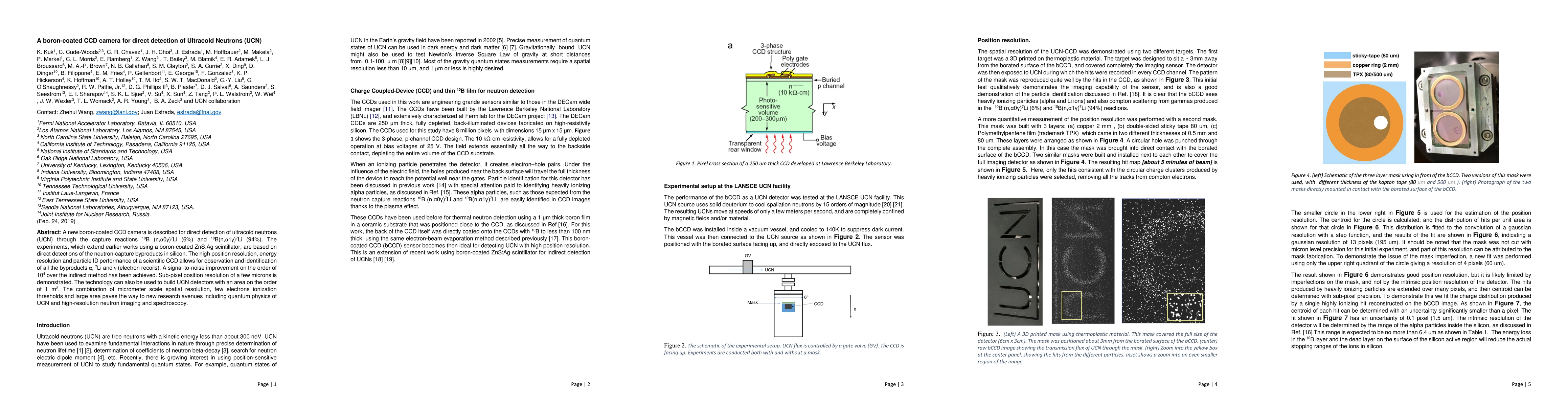 Thumbnail for A boron-coated CCD camera for direct detection of Ultracold Neutrons
  (UCN)