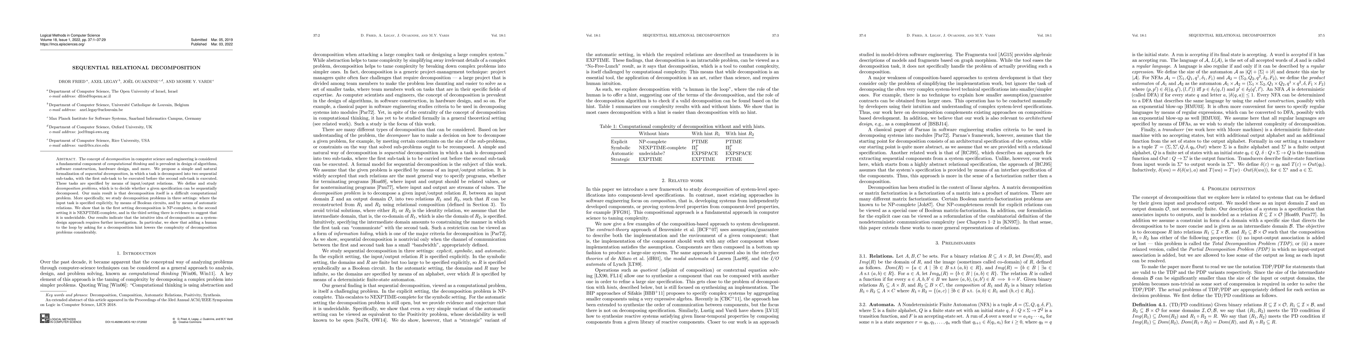 Thumbnail for Sequential Relational Decomposition