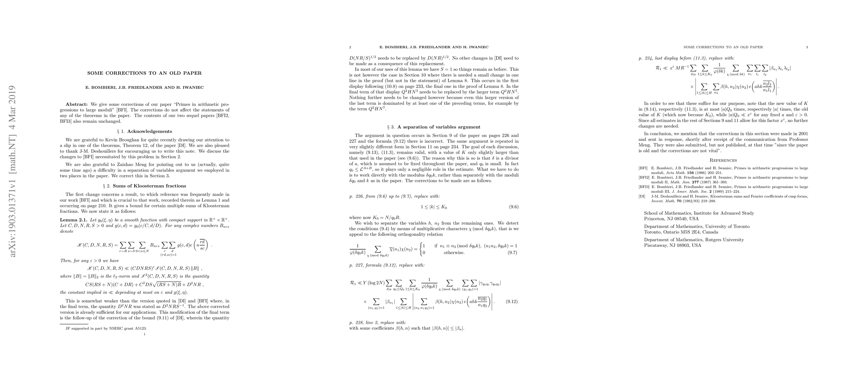 Thumbnail for Some corrections to an old paper