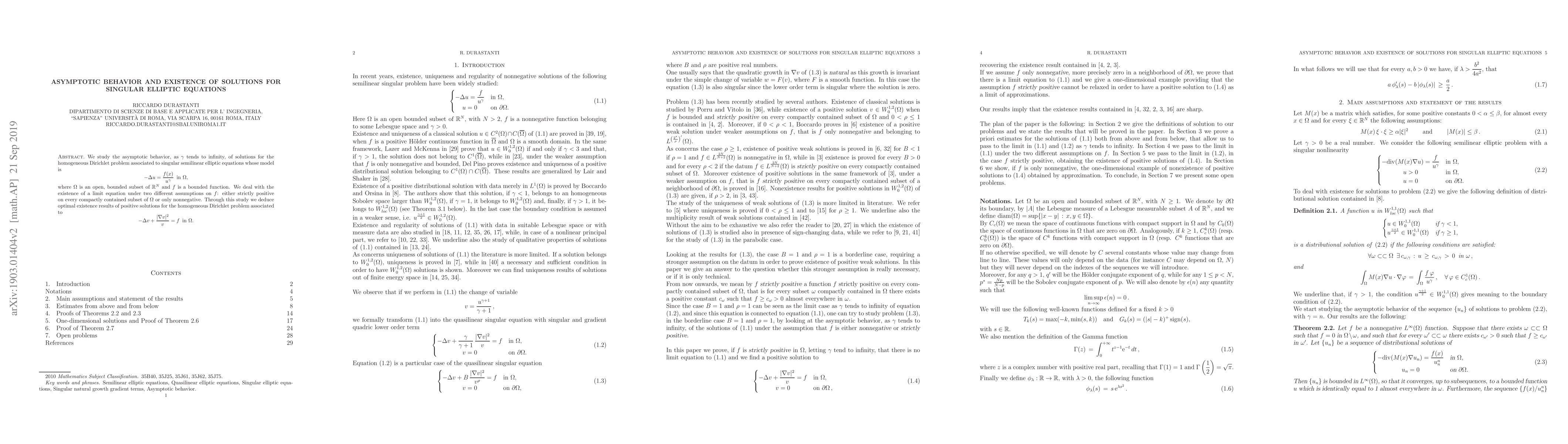 Thumbnail for Asymptotic behavior and existence of solutions for singular elliptic
  equations