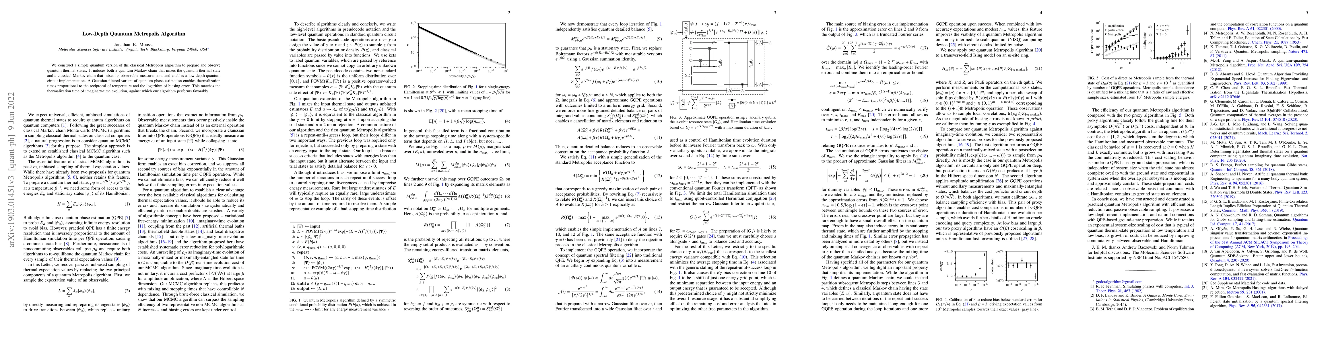 Thumbnail for Low-Depth Quantum Metropolis Algorithm