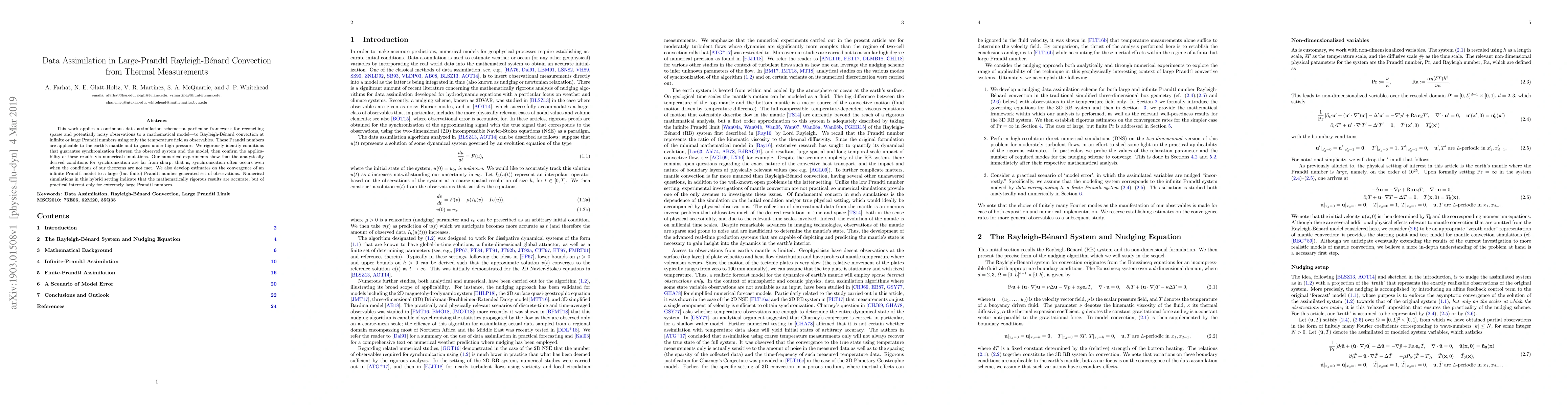 Thumbnail for Data Assimilation in Large-Prandtl Rayleigh-B\'enard Convection from
  Thermal Measurements