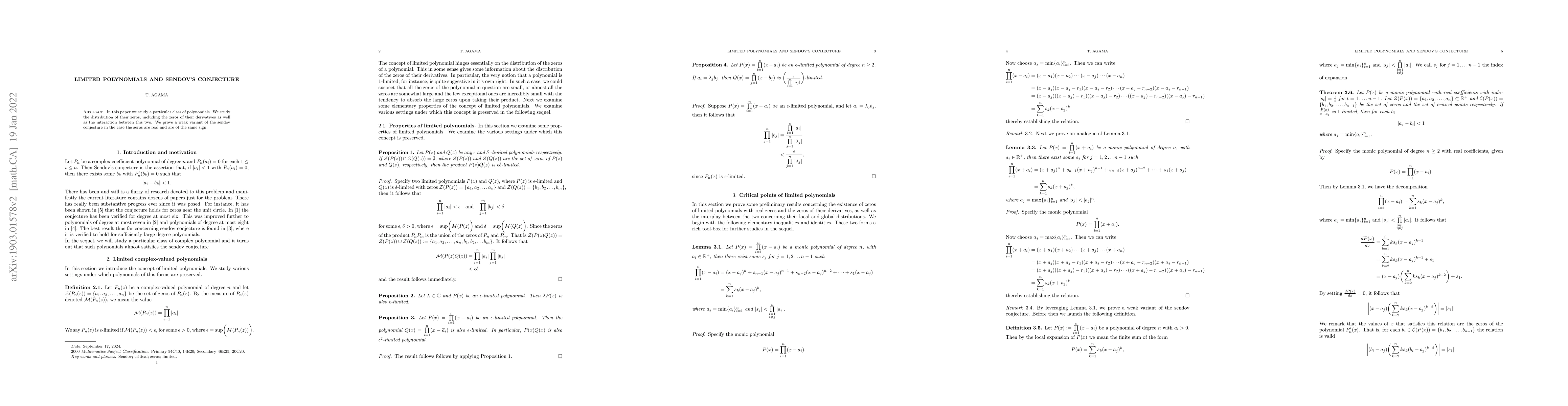 Thumbnail for Limited polynomials and sendov's conjecture