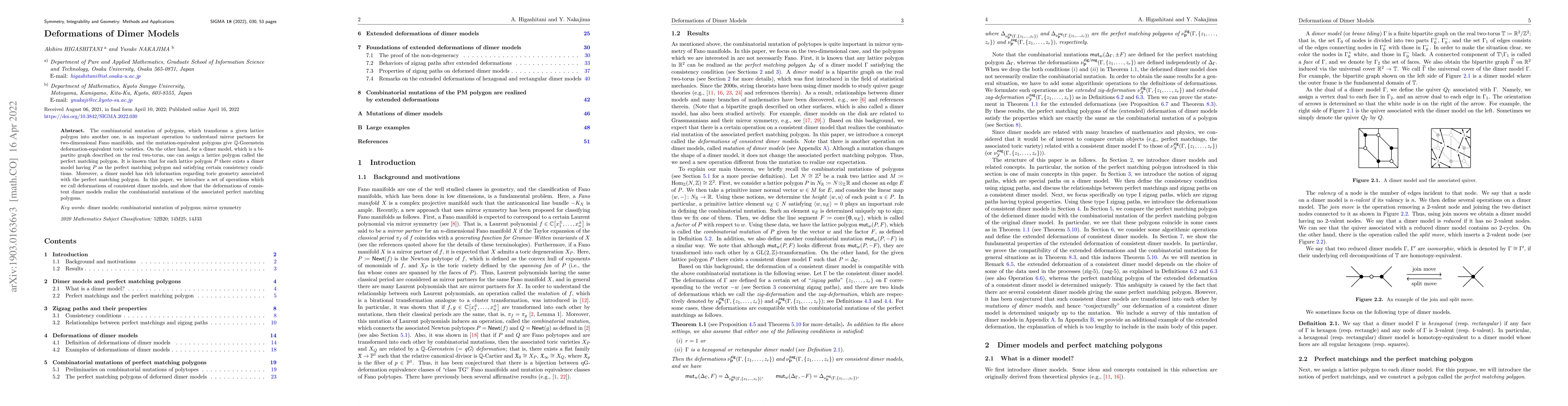 Thumbnail for Deformations of Dimer Models