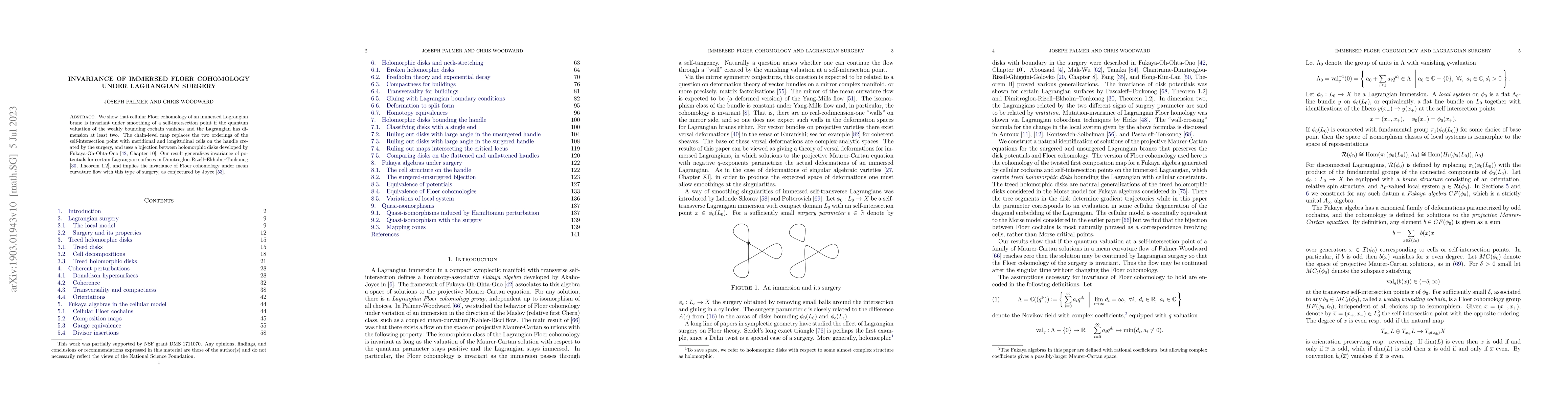 Thumbnail for Invariance of immersed Floer cohomology under Lagrangian surgery