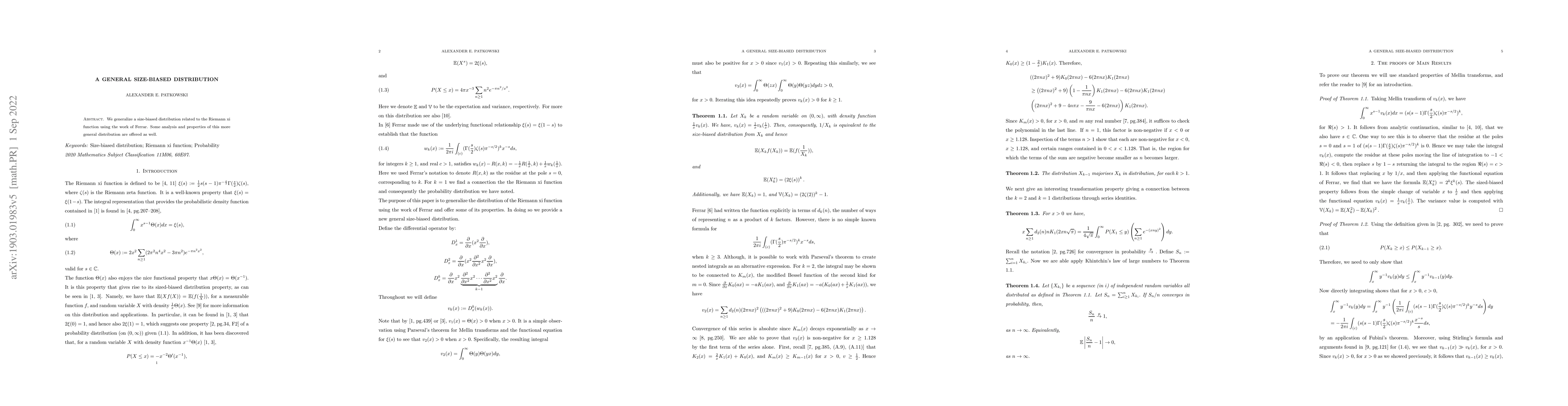 Thumbnail for A General size-biased distribution