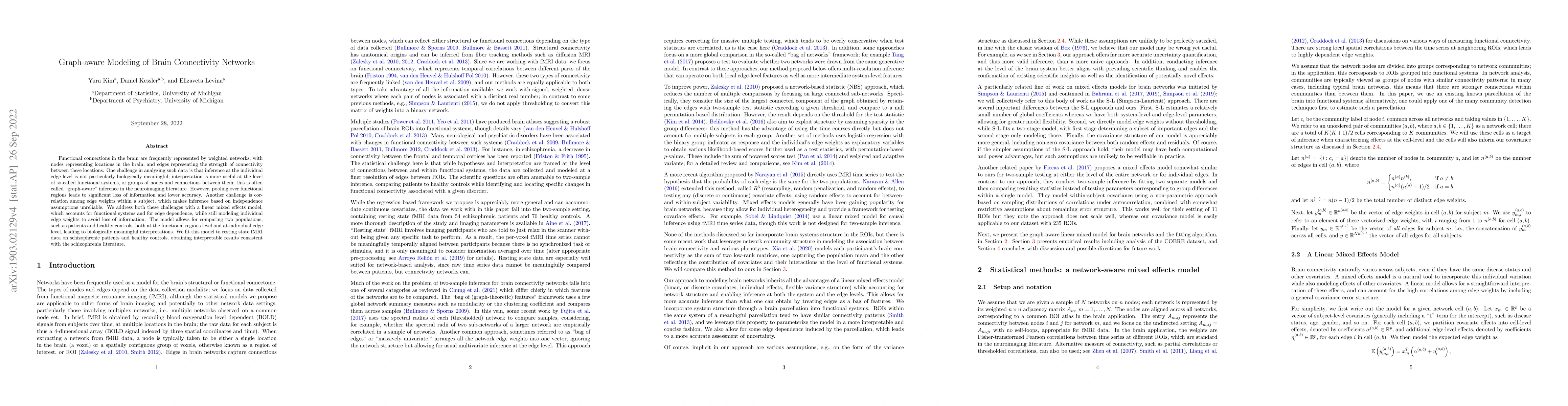 Thumbnail for Graph-aware Modeling of Brain Connectivity Networks