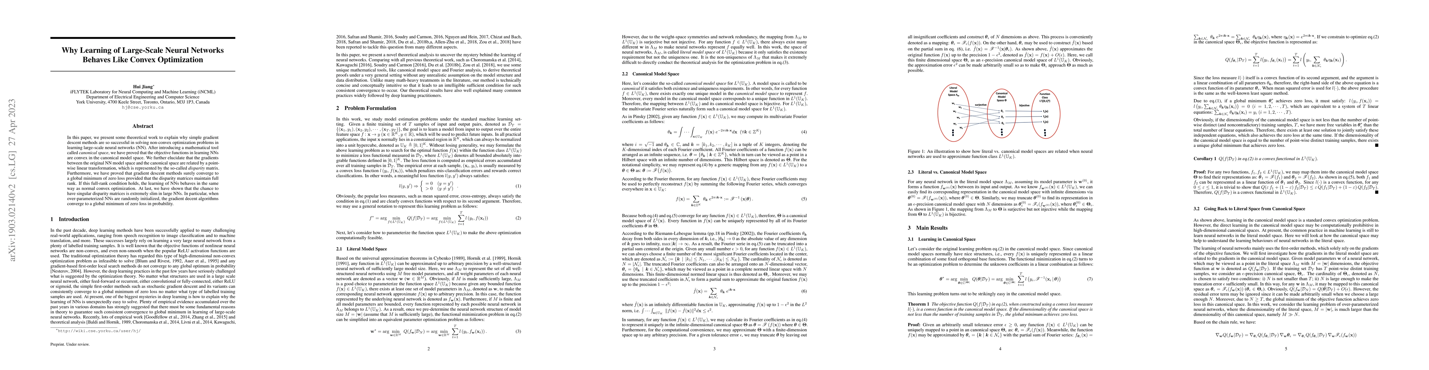 Thumbnail for Why Learning of Large-Scale Neural Networks Behaves Like Convex
  Optimization