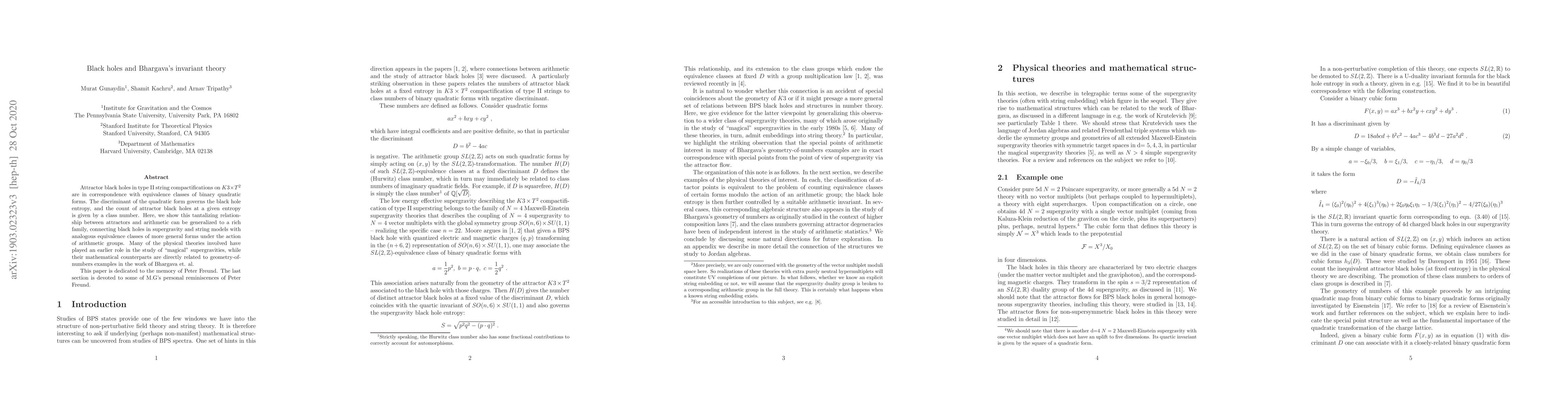Thumbnail for Black holes and Bhargava's invariant theory