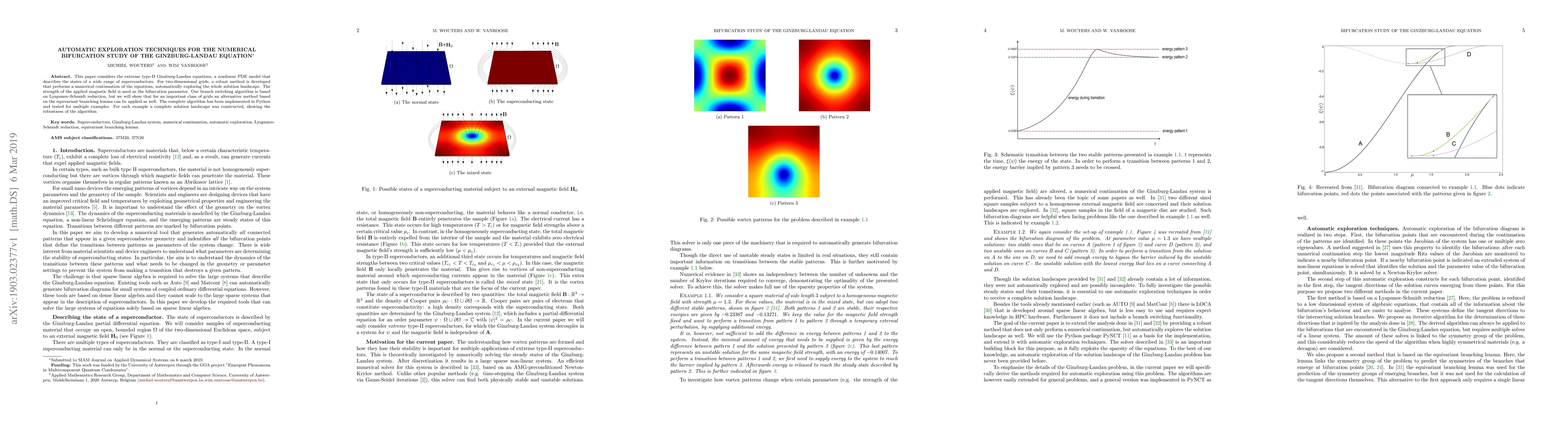Thumbnail for Automatic exploration techniques for the numerical bifurcation study of
  the Ginzburg-Landau equation