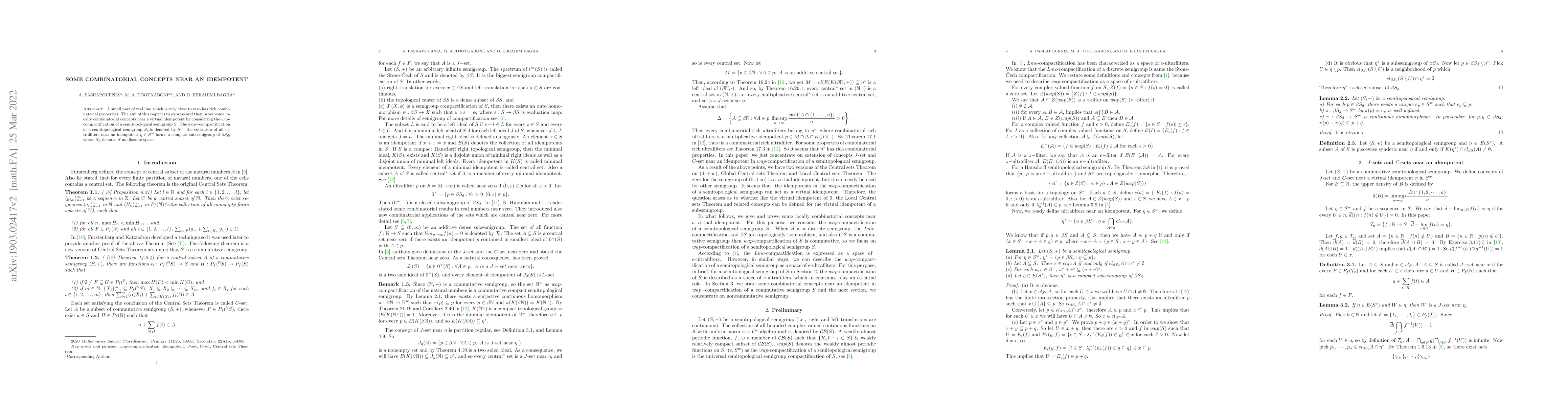 Thumbnail for Some Combinatorial Concepts near an Idempotent