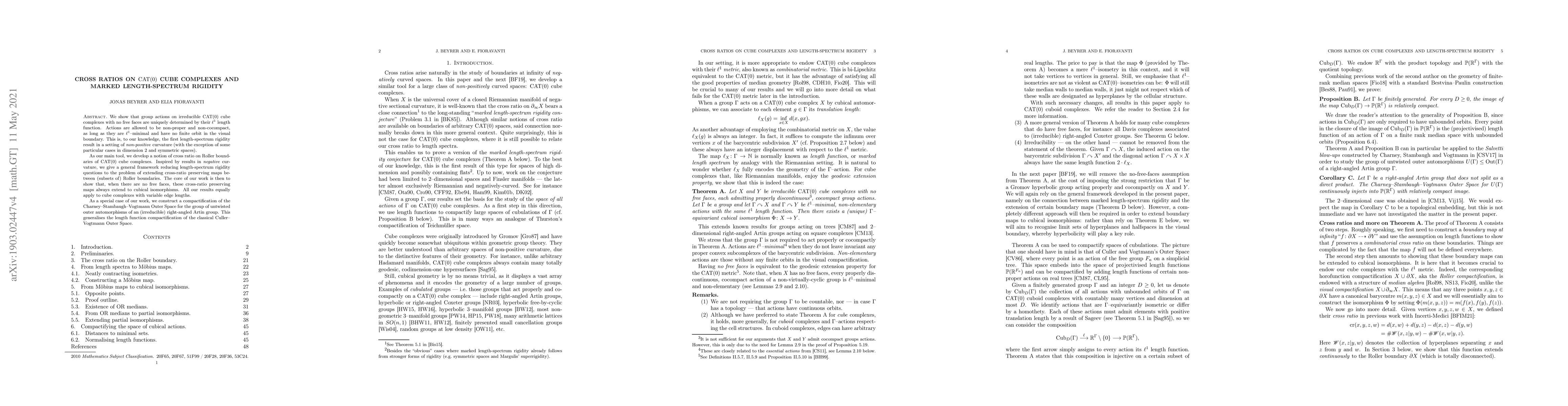 Thumbnail for Cross ratios on ${\rm CAT(0)}$ cube complexes and marked length-spectrum
  rigidity
