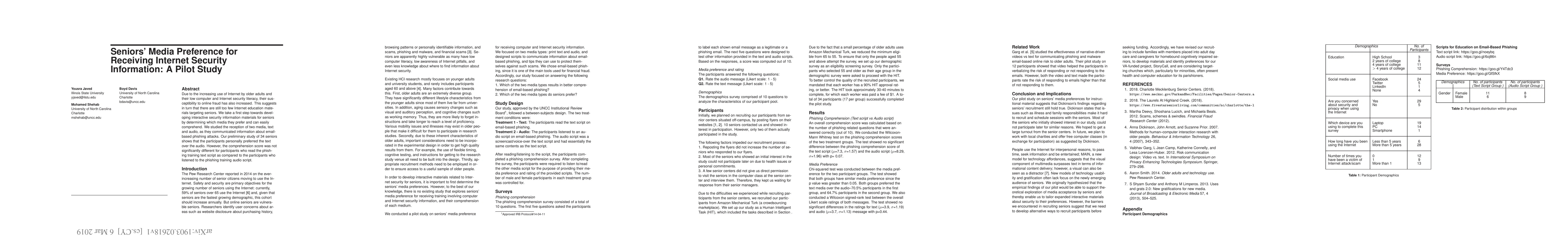 Thumbnail for Seniors' Media Preference for Receiving Internet Security Information: A
  Pilot Study