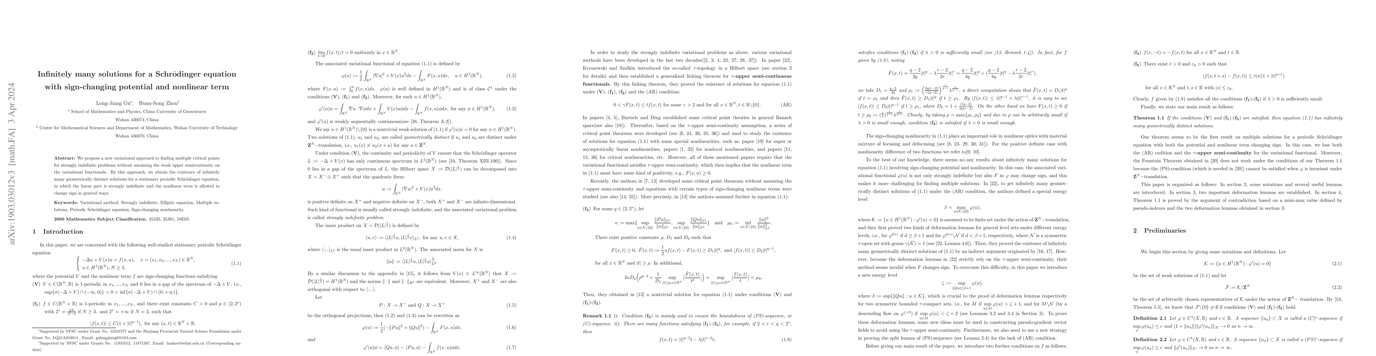 Thumbnail for Infinitely many solutions for a Schrodinger equation with sign-changing
  potential and nonlinear term