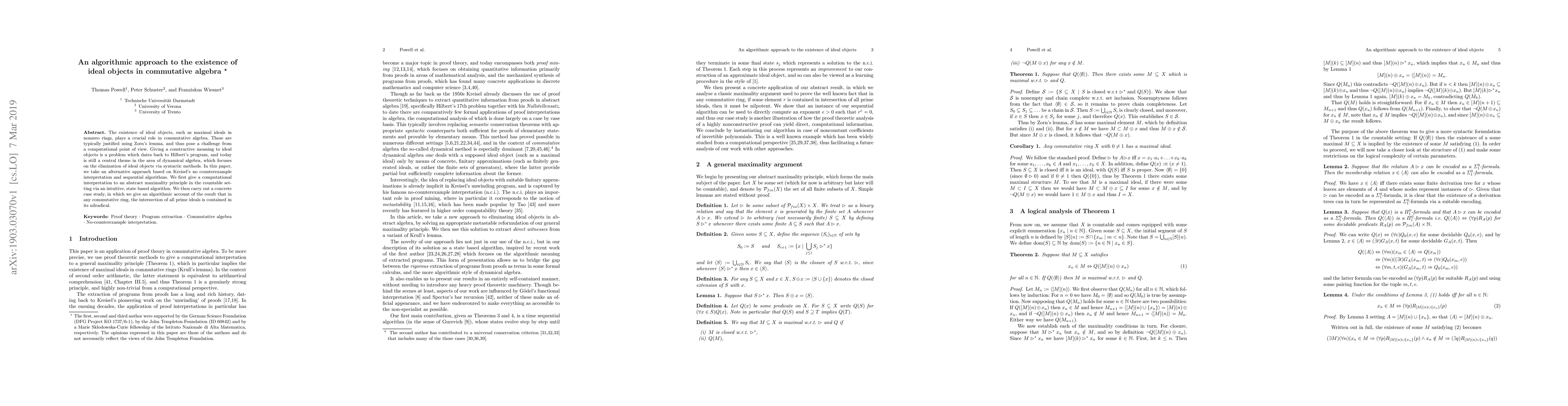 Thumbnail for An algorithmic approach to the existence of ideal objects in commutative
  algebra