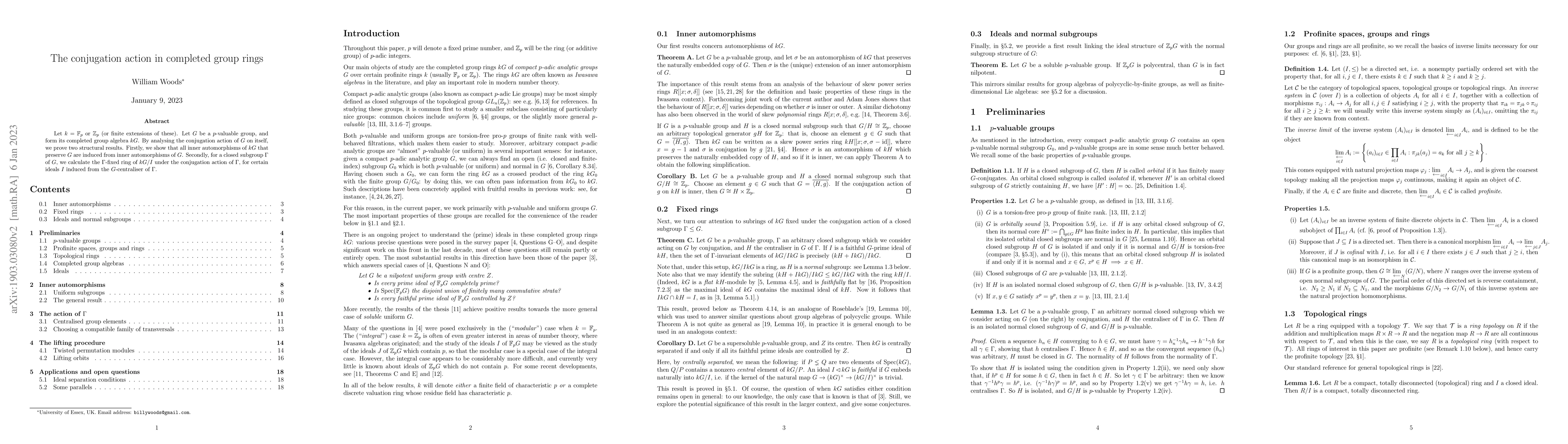 Thumbnail for The conjugation action in completed group rings