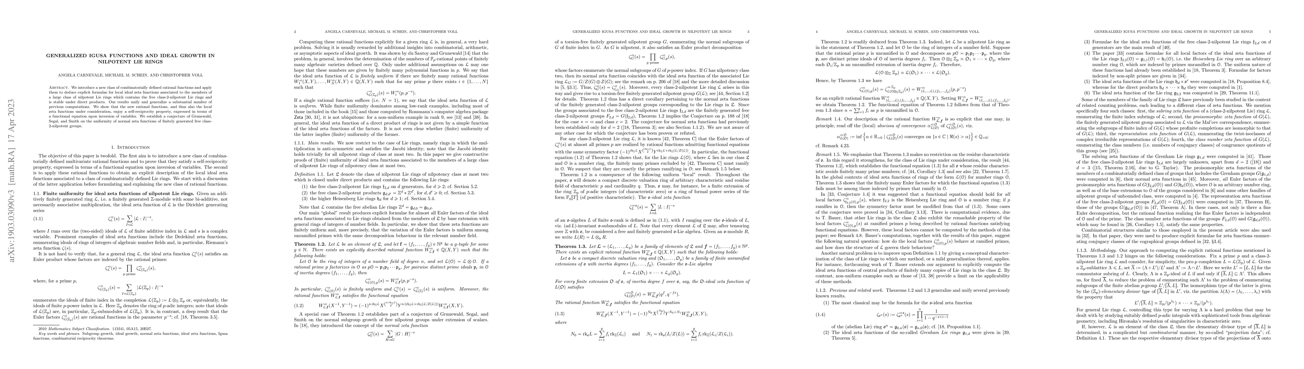 Thumbnail for Generalized Igusa functions and ideal growth in nilpotent Lie rings