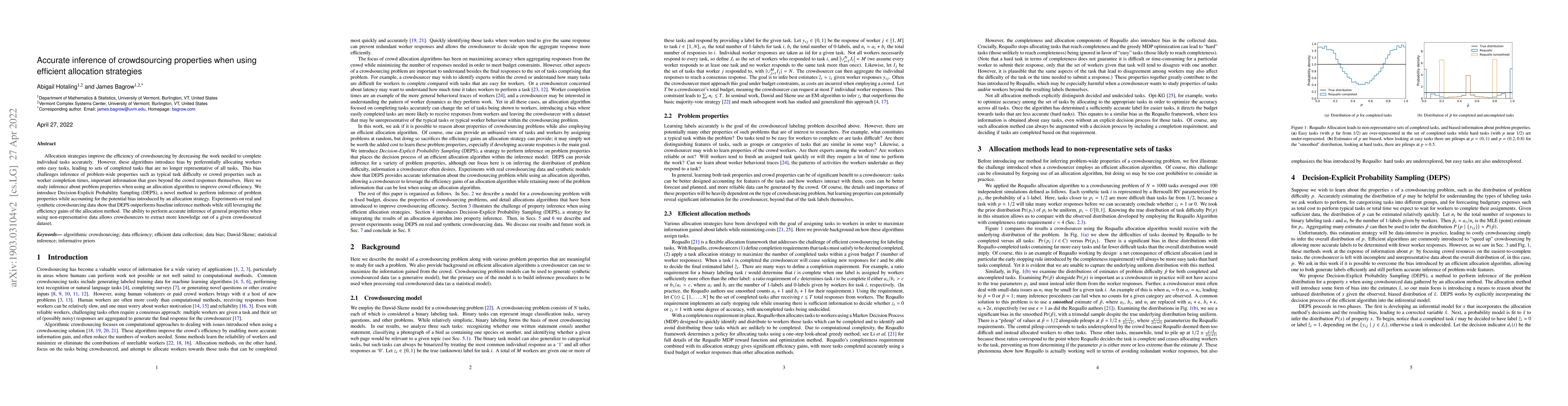 Thumbnail for Accurate inference of crowdsourcing properties when using efficient
  allocation strategies